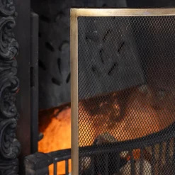 Graham & Green Curved Brass Fire Screen