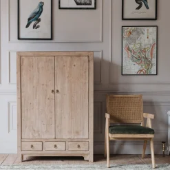 Graham & Green Dali Natural Linen Cupboard with Drawers