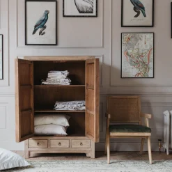 Graham & Green Dali Natural Linen Cupboard with Drawers