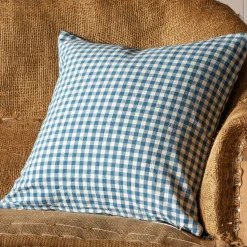 Graham & Green Dark Blue Gingham Square Cushion