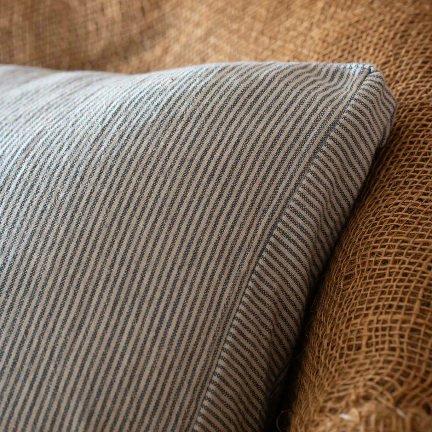 Graham & Green Dark Blue Stripe Square Cushion