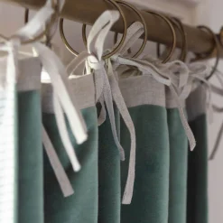 Graham & Green Dark Sage Velvet Single Curtains