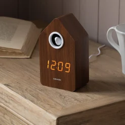 Graham & Green Dark Wooden LED Cuckoo Alarm Clock