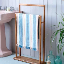 Graham & Green Denim Wide Stripe Turkish Beach Towel Wrap