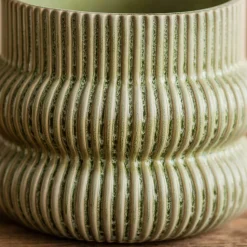 Graham & Green Distressed Green Fluted Plant Pots