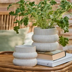 Graham & Green Distressed White Fluted Plant Pots