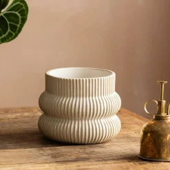 Graham & Green Distressed White Fluted Plant Pots