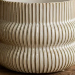 Graham & Green Distressed White Fluted Plant Pots