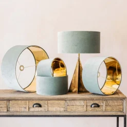 Graham & Green Duck Egg Velvet Lamp Shades