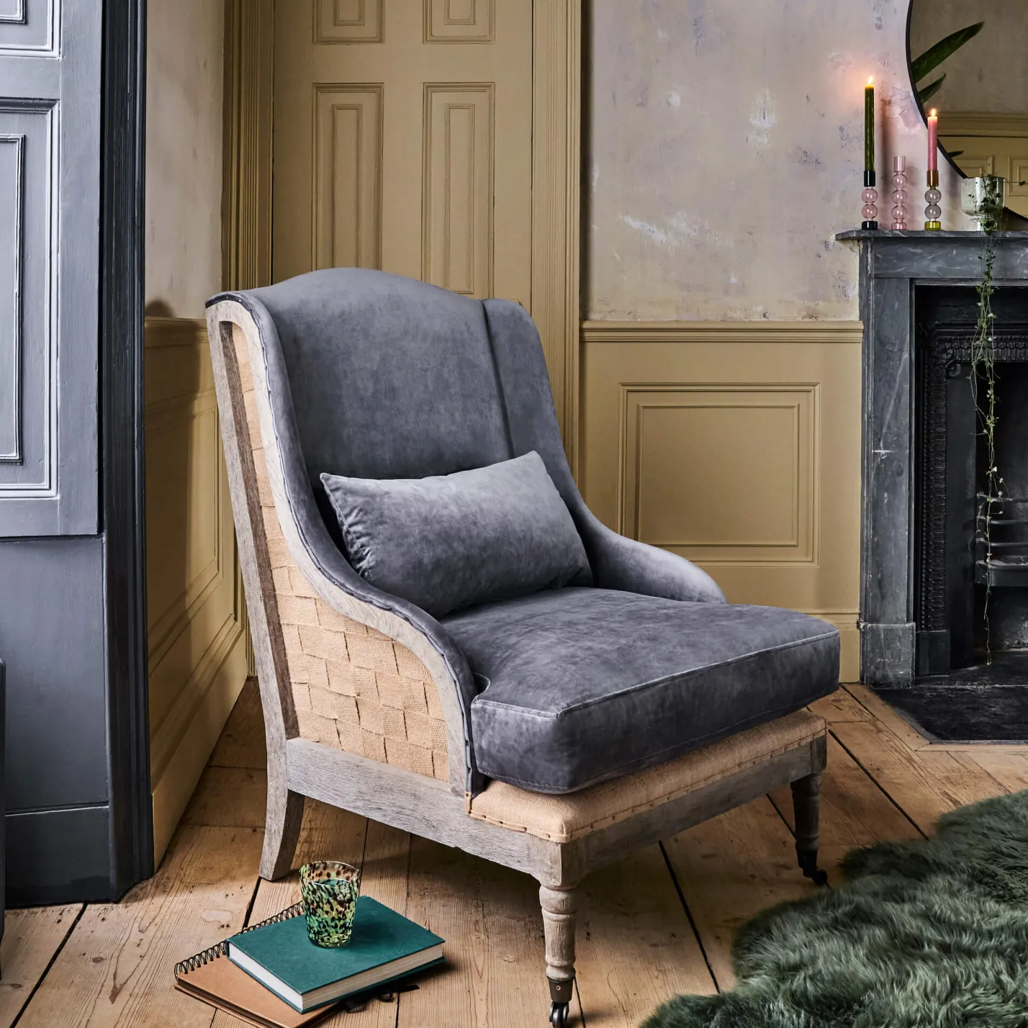 Graham & Green Duke Grey Velvet Armchair
