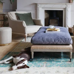 Graham & Green Duke Grey Velvet Ottoman