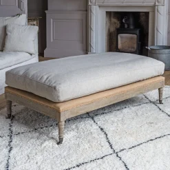 Graham & Green Duke Natural Linen Ottoman
