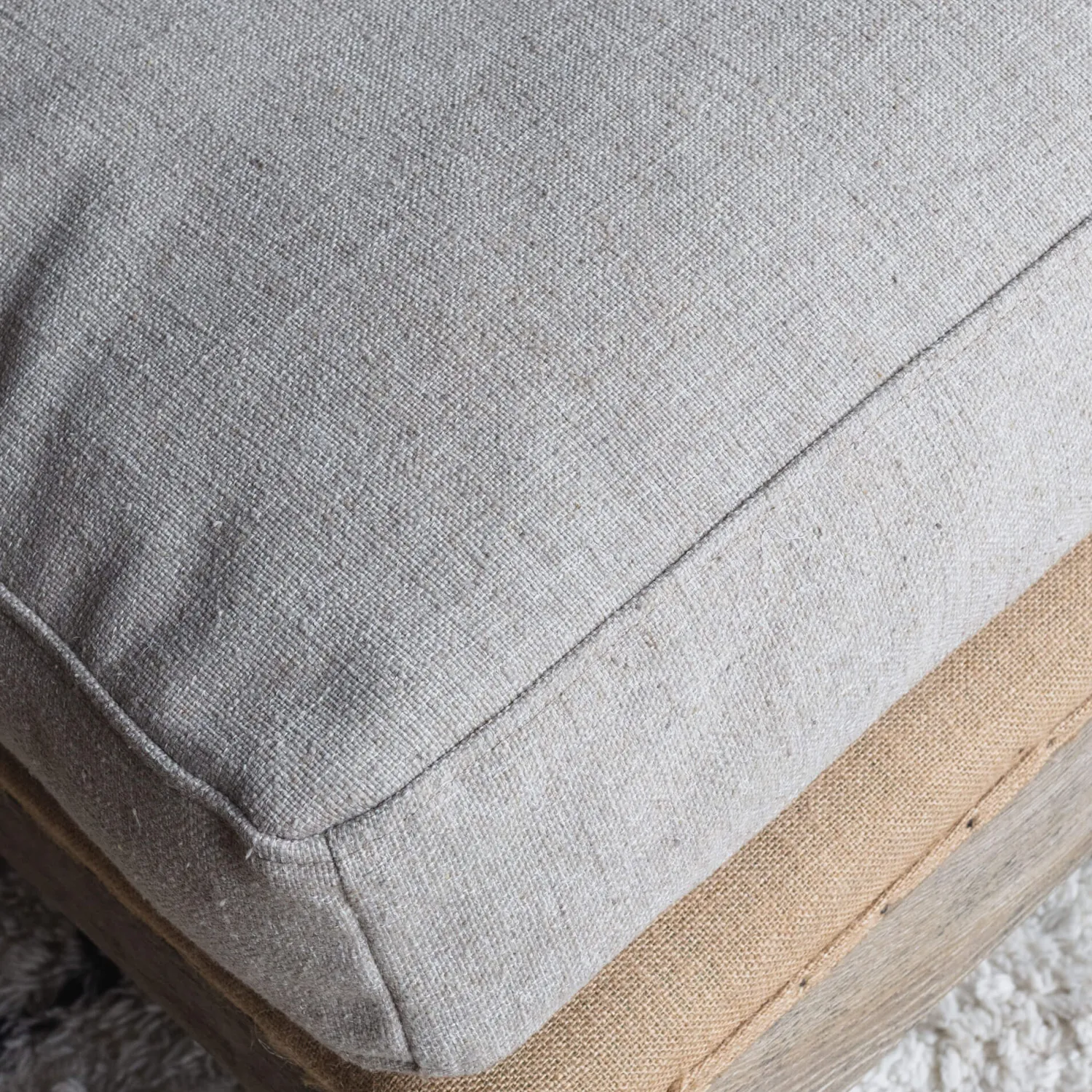 Graham & Green Duke Natural Linen Ottoman