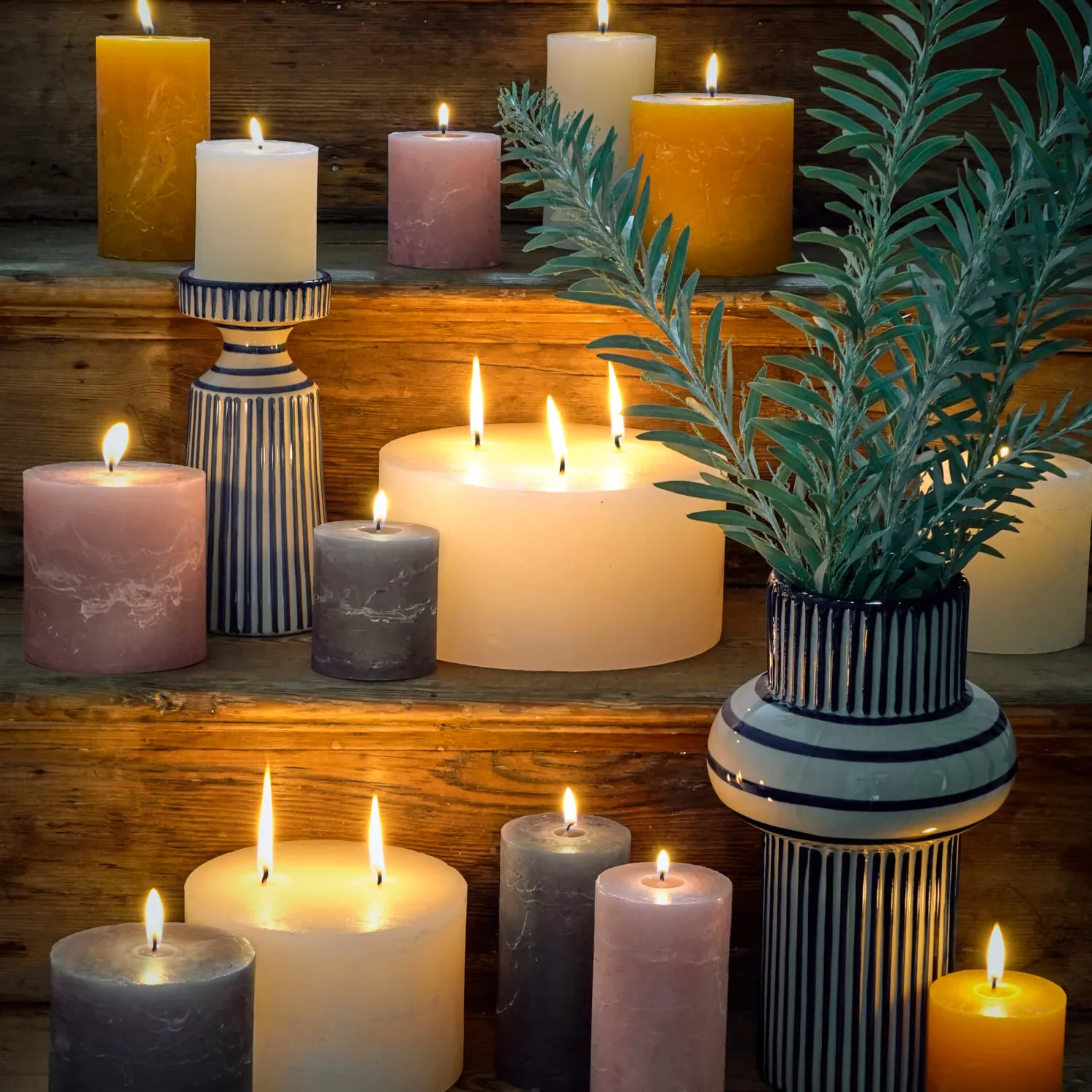 Graham & Green Dusky Pink Pillar Candles
