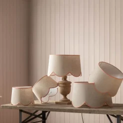 Graham & Green Dusky Pink Scallop Lamp Shades