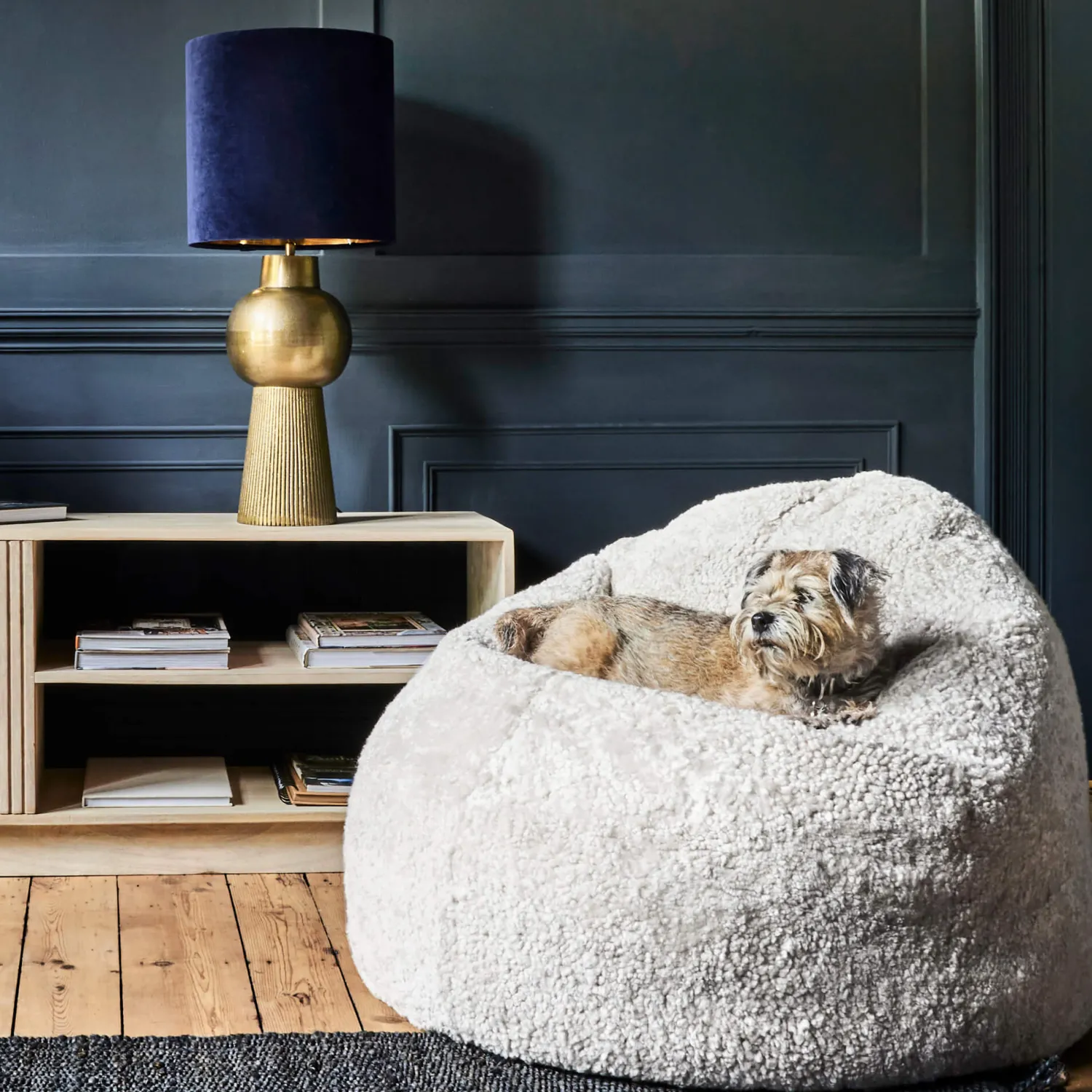 Graham & Green Eggshell Curly Sheepskin Beanbag