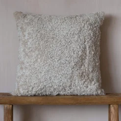 Graham & Green Eggshell Curly Square Sheepskin Cushion