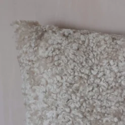 Graham & Green Eggshell Curly Square Sheepskin Cushion