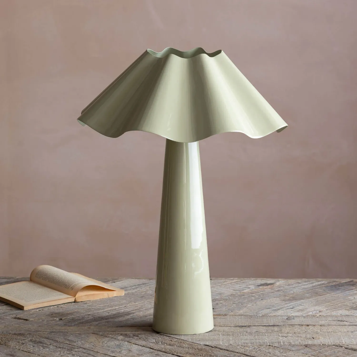 Graham & Green Eldon Sage Enamel Table Lamp Large