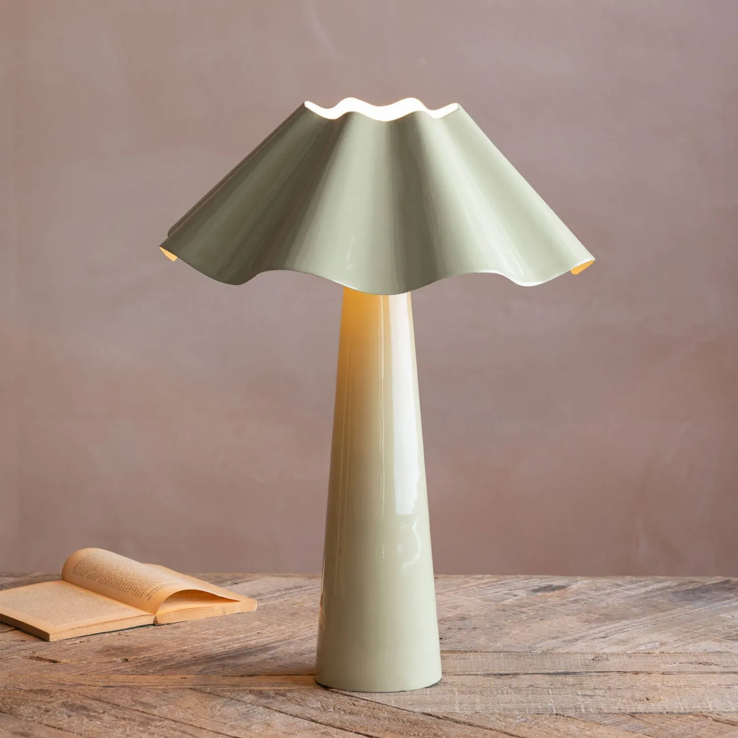 Graham & Green Eldon Sage Enamel Table Lamp Large