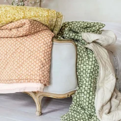 Graham & Green Eliza Floral Block Printed Bed Quilt
