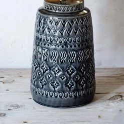 Graham & Green Embossed Ceramic Bedside Lamp with Shade