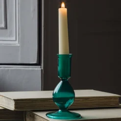 Graham & Green Emerald Glass Candle Holder