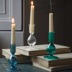 Graham & Green Emerald Glass Candle Holder