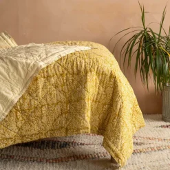 Graham & Green Esme Floral Block Printed Bed Quilt