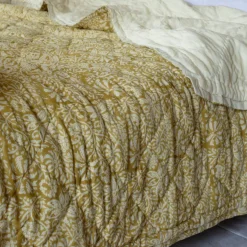 Graham & Green Esme Floral Block Printed Bed Quilt