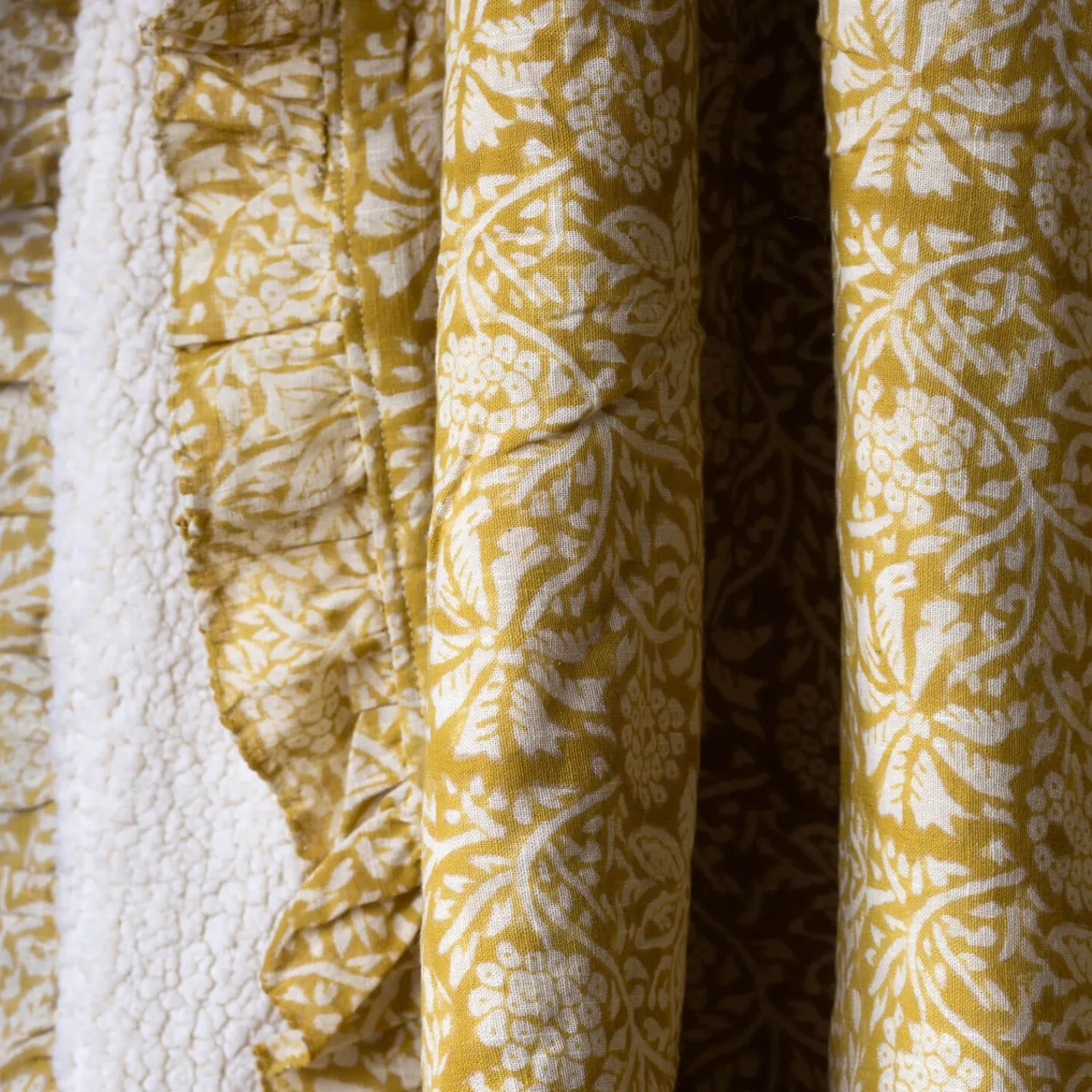 Graham & Green Esme Floral Block Printed Sherpa Throw