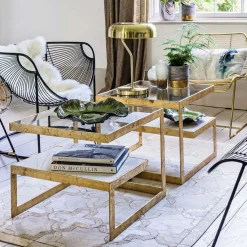 Graham & Green Estere Gold and Marble Side Table