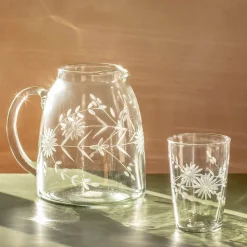 Graham & Green Etched Floral Glass Tumbler