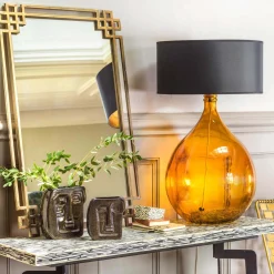 Graham & Green Extra Large Round Amber Glass Lamp