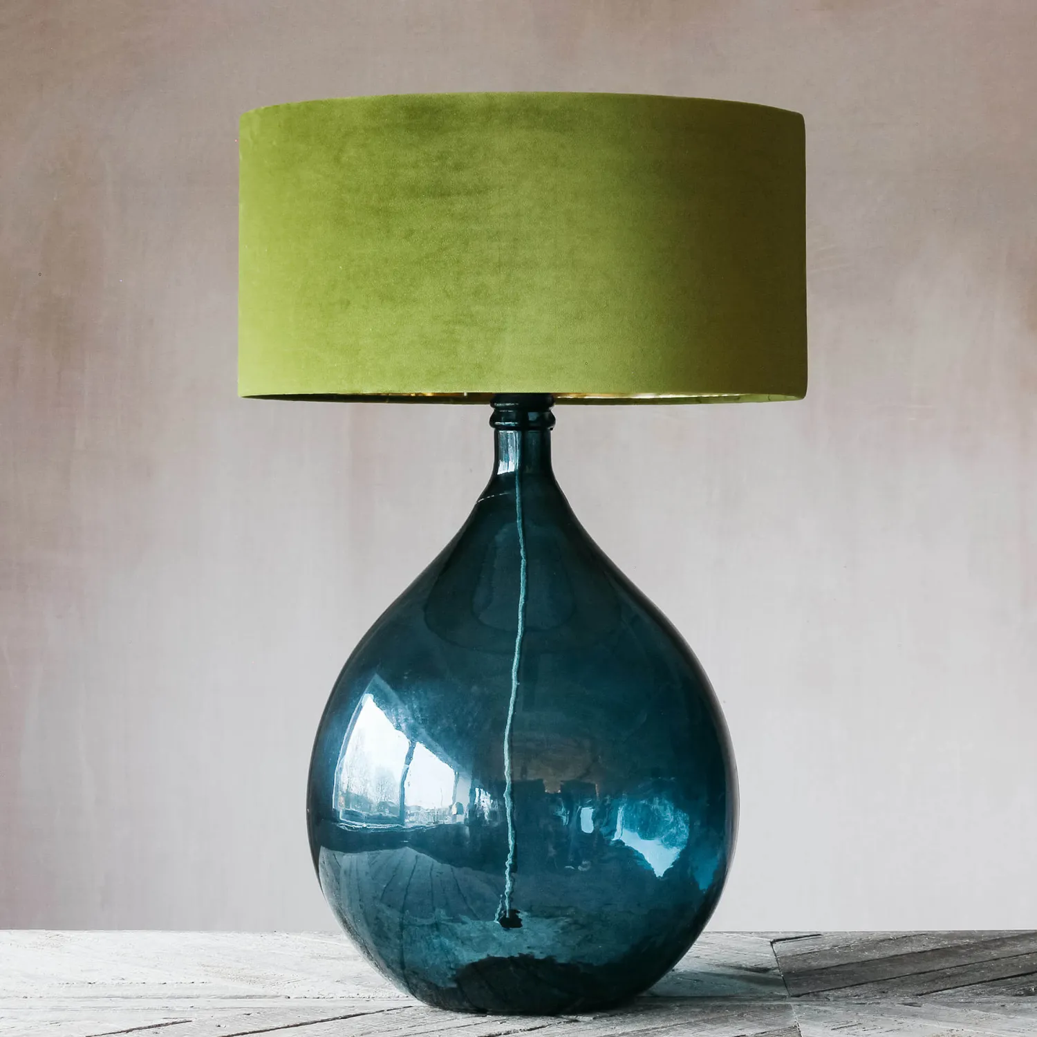 Graham & Green Extra Large Round Blue Glass Lamp