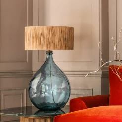 Graham & Green Extra Large Round Light Blue Glass Lamp