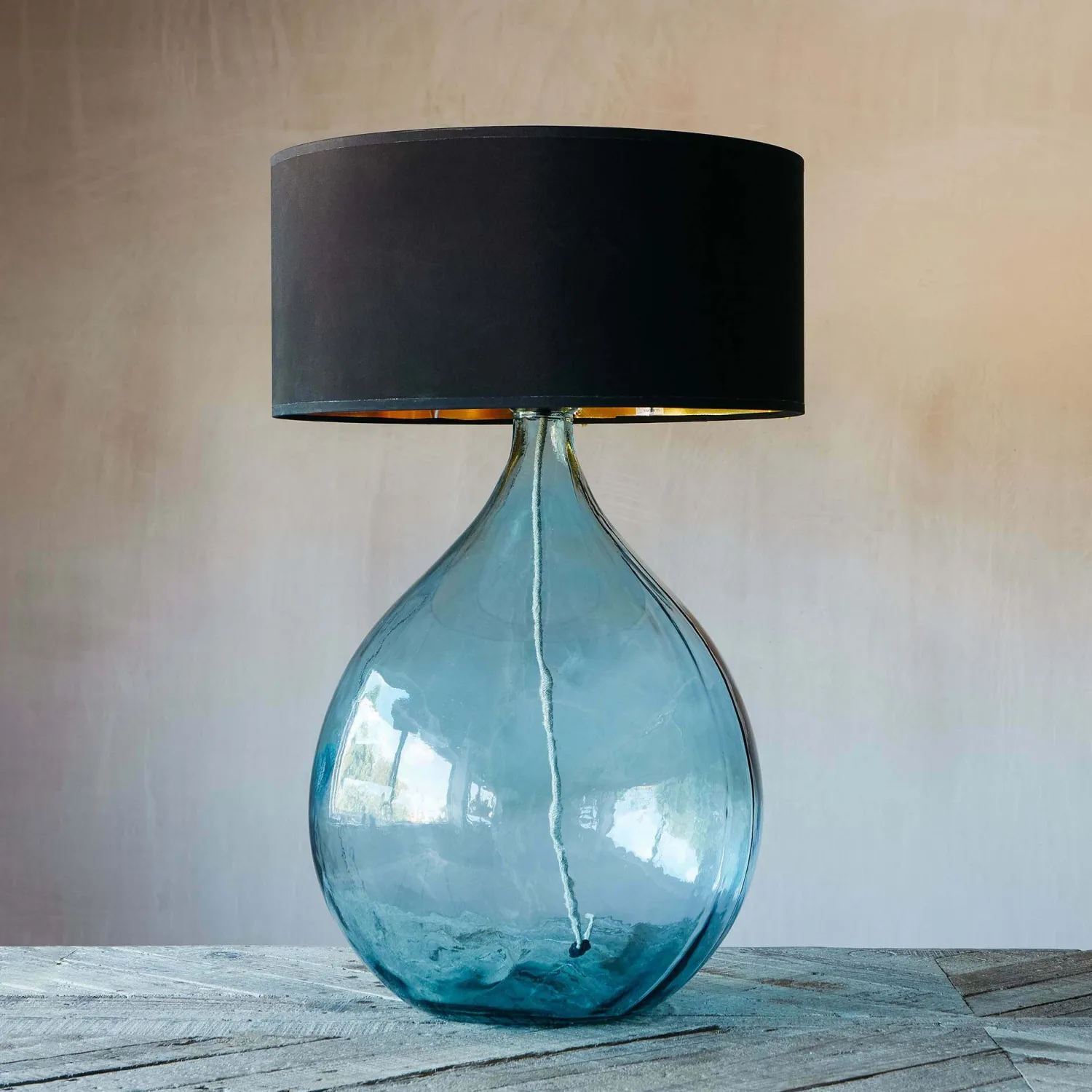 Graham & Green Extra Large Round Light Blue Glass Lamp
