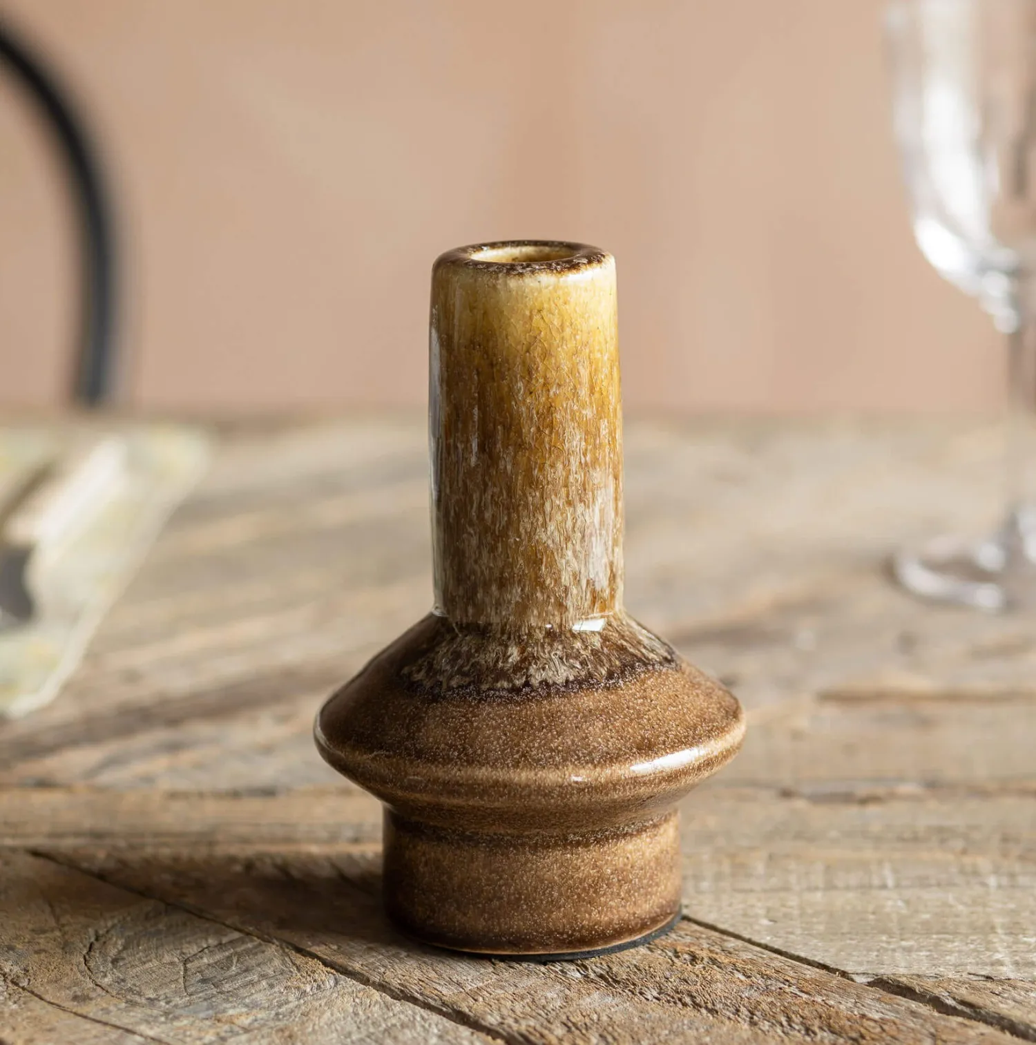 Graham & Green Felix Small Olive Ceramic Candle Holder
