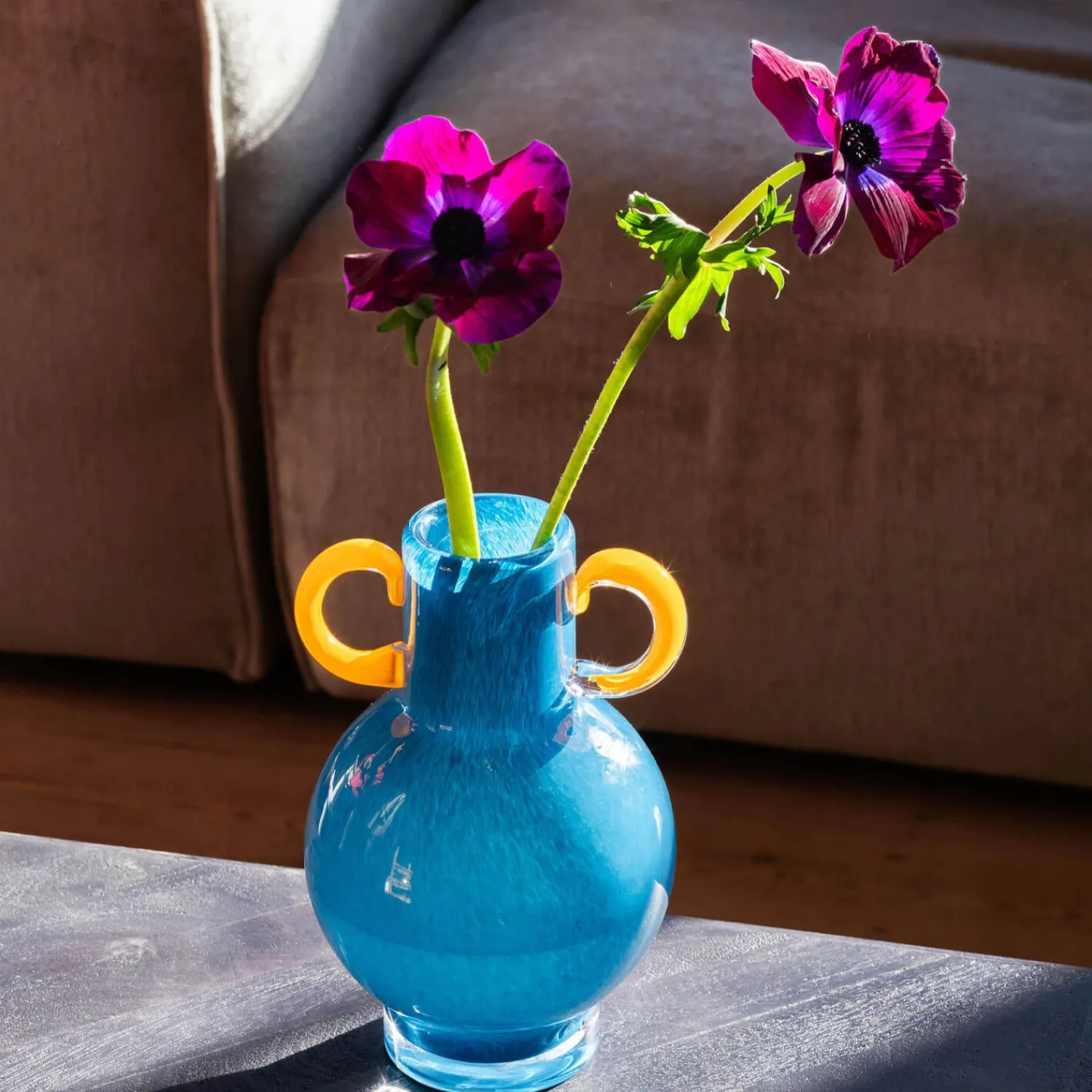 Graham & Green Fiesta Blue and Yellow Vase