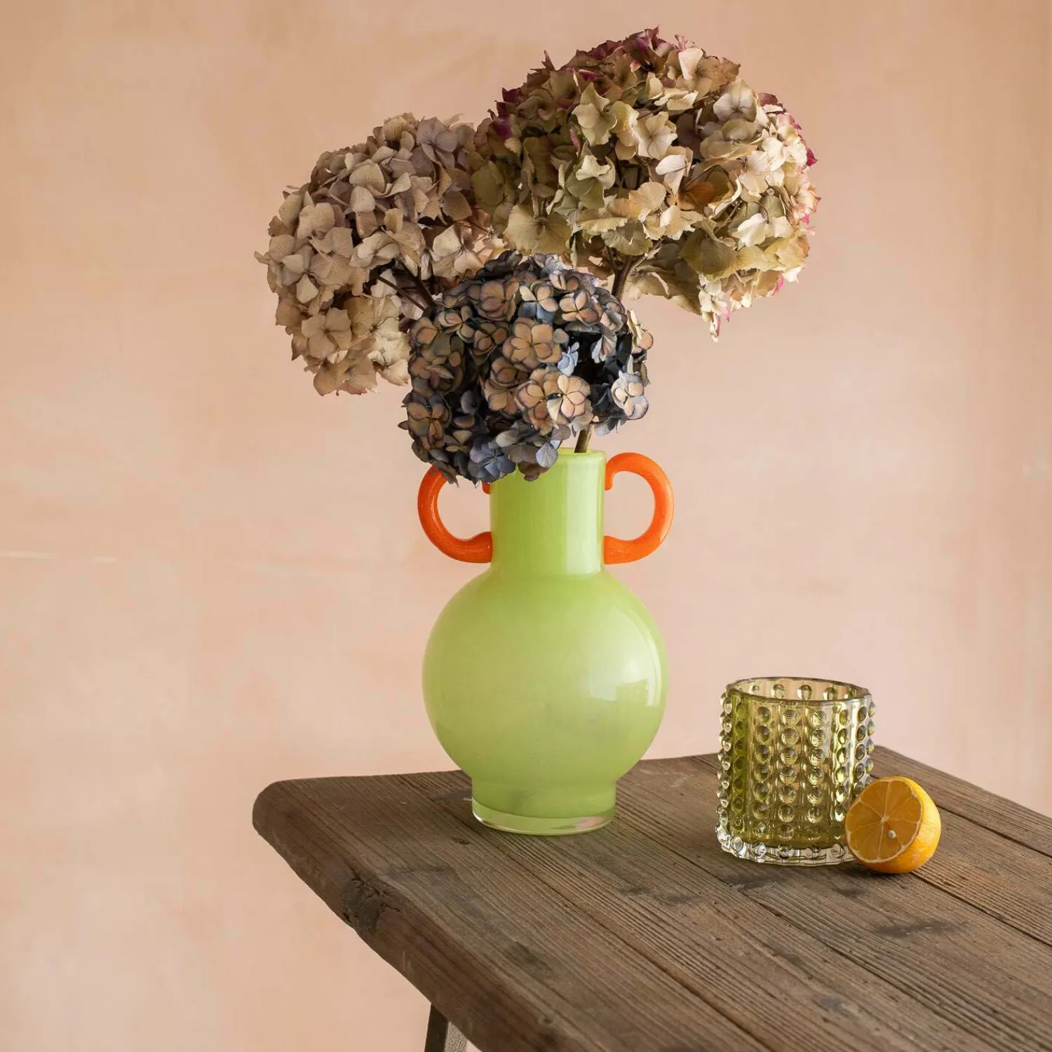 Graham & Green Fiesta Green and Orange Vase