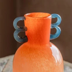 Graham & Green Fiesta Orange and Blue Vase