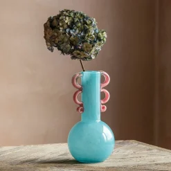 Graham & Green Fiesta Turquoise and Pink Vase
