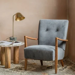 Graham & Green Fitzroy Grey Velvet Armchair
