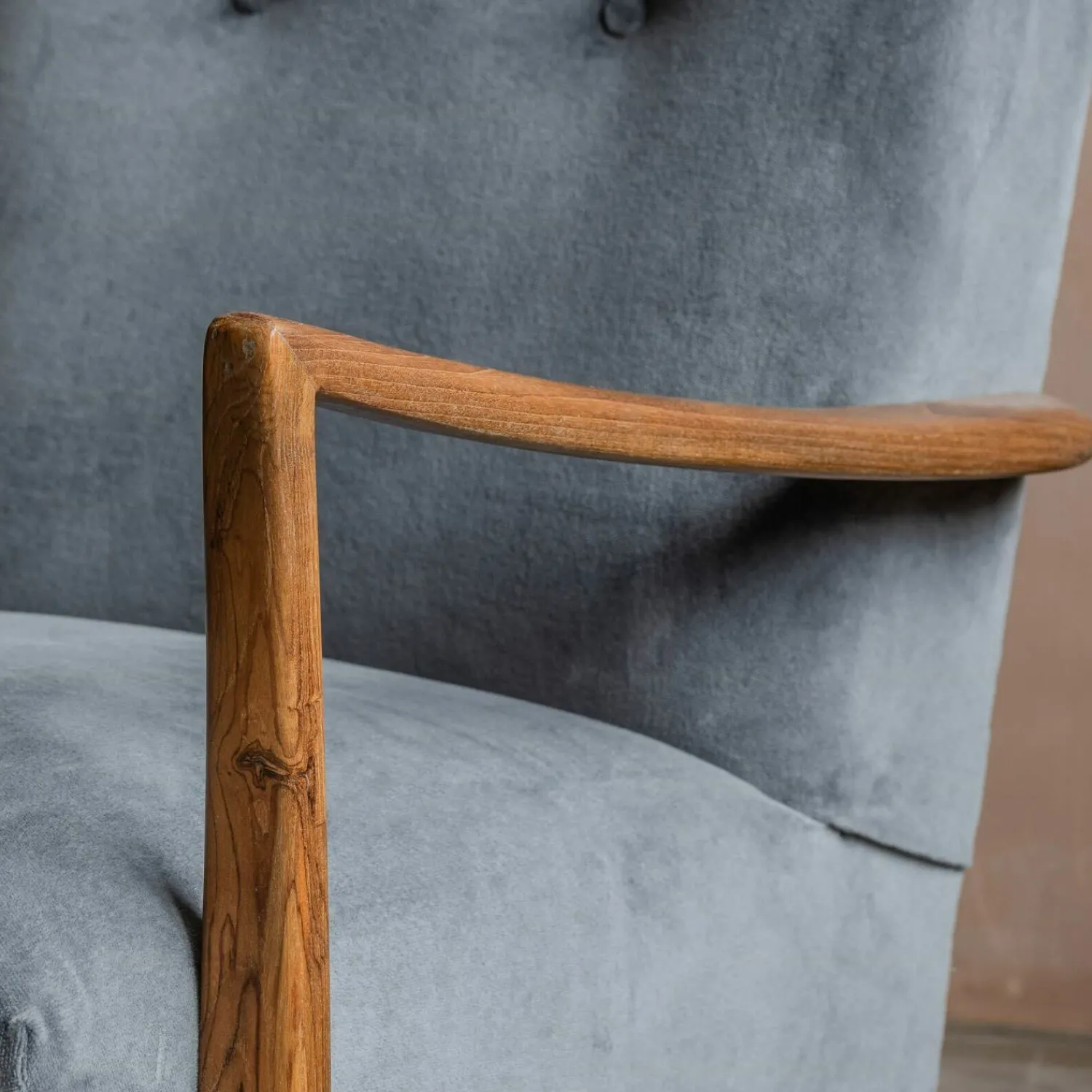 Graham & Green Fitzroy Grey Velvet Armchair
