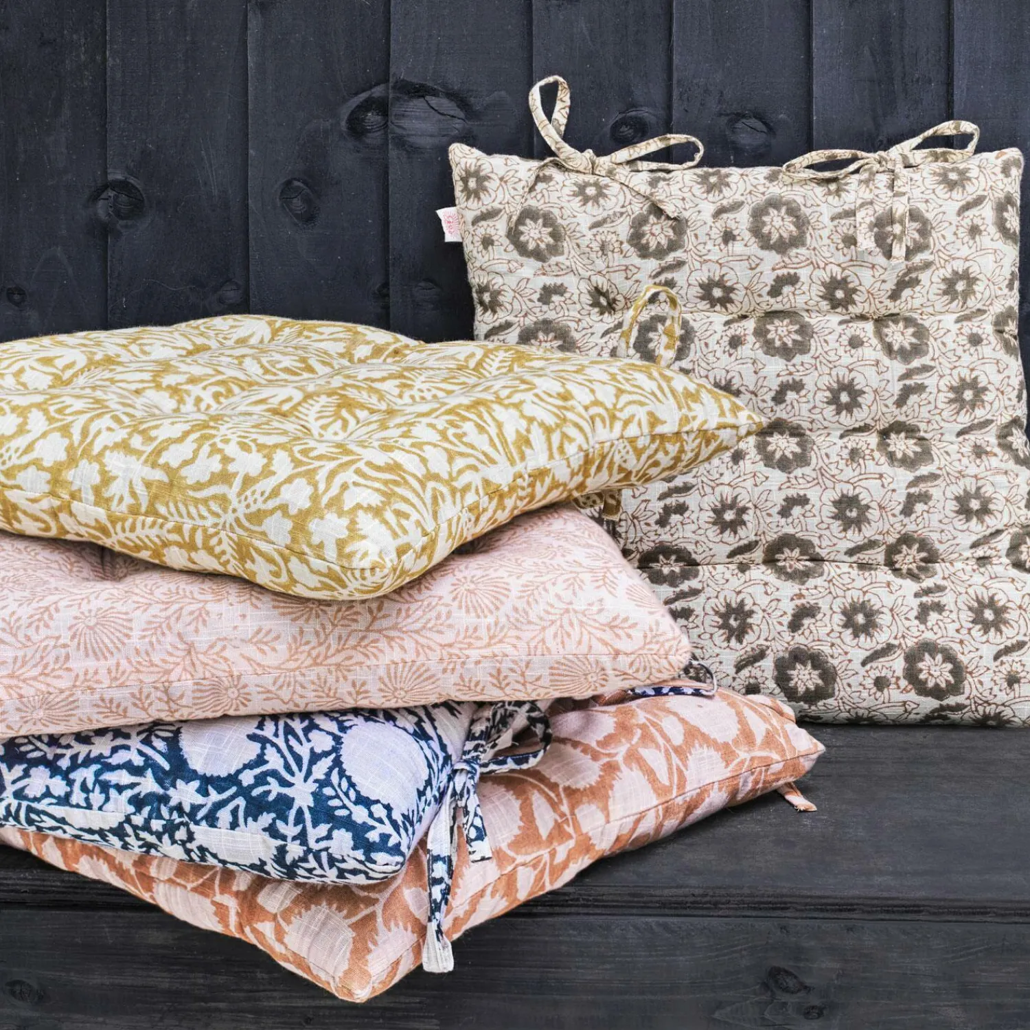 Graham & Green Floral Block Printed Seat Pads