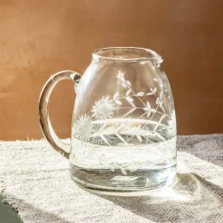 Graham & Green Floral Etched Glass Jug