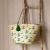 Graham & Green Flower Embroidered Basket Tote Bag