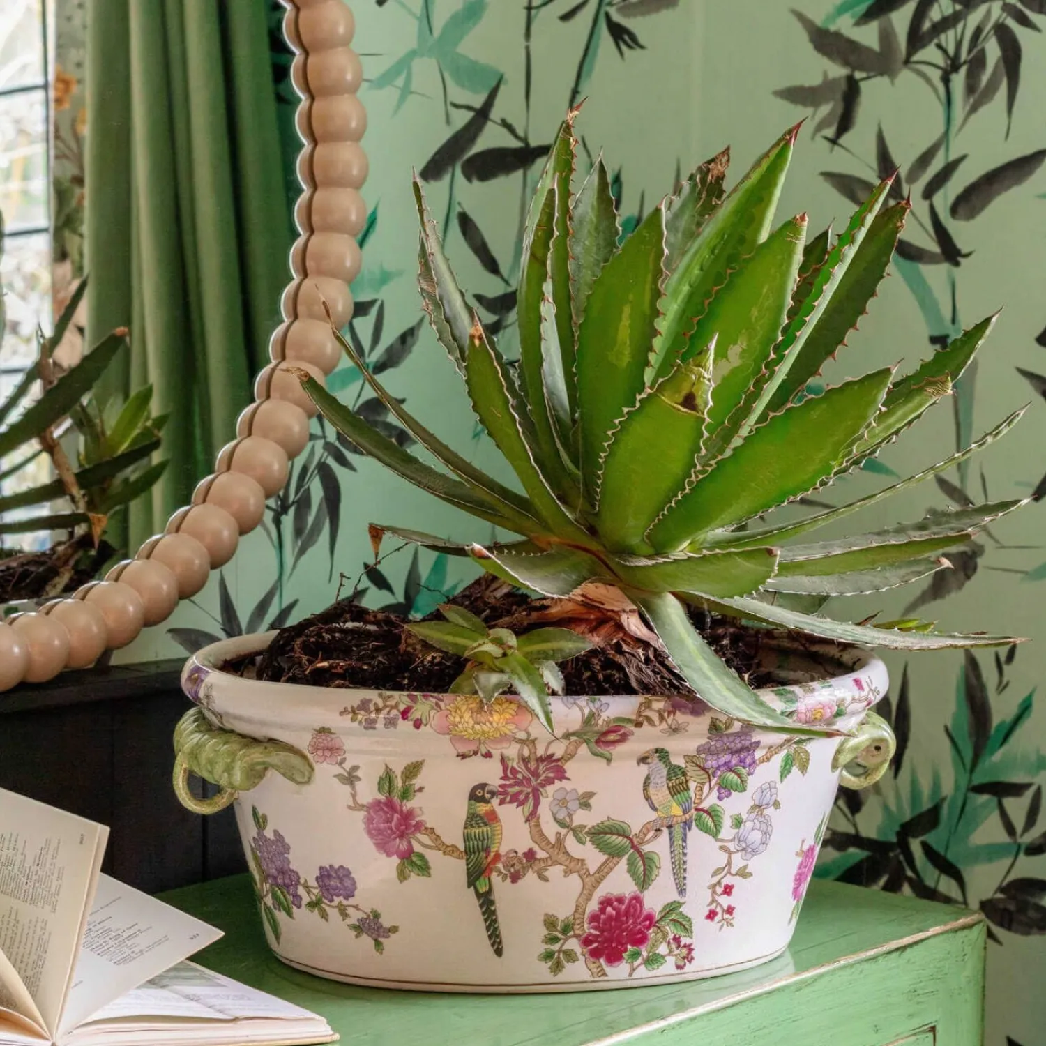 Graham & Green Flowers and Parrots Plant Pot