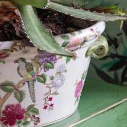 Graham & Green Flowers and Parrots Plant Pot
