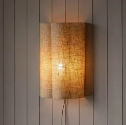Graham & Green Fluted Natural Linen Wall Lamp